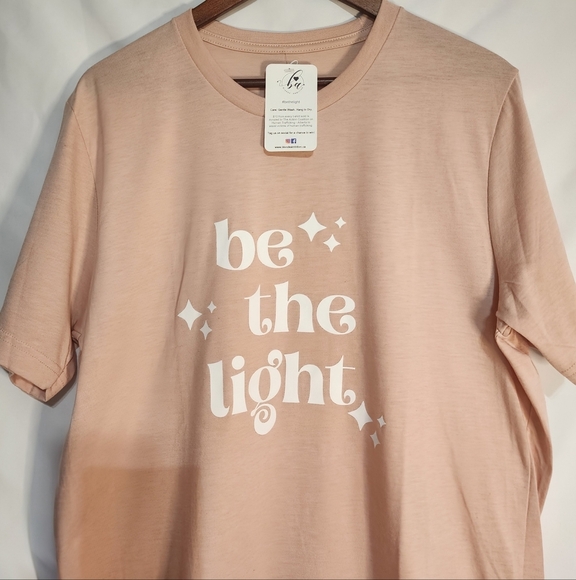 NWT Blonde Ambition Be The Light Graphic Shirt Size Large Balletcore Soft Peach - Picture 3 of 6